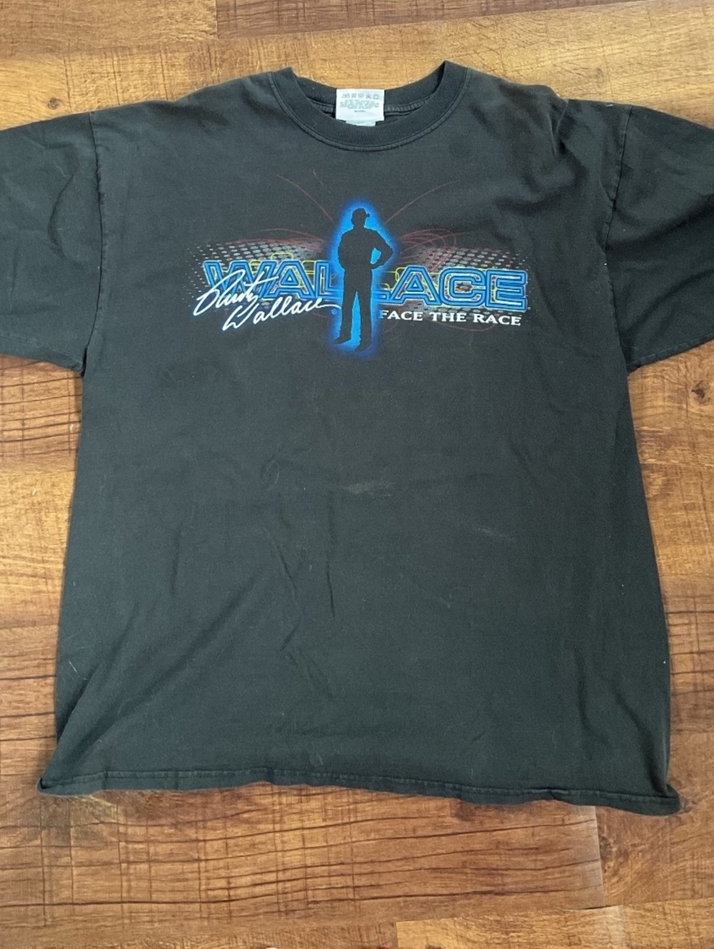 Vintage Rusty Wallace Face The Race NASCAR T-Shirt Black 2XL Y2K Winners Circle